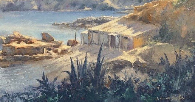 Cala Xarraca - Óleo madera preparada - 10x21